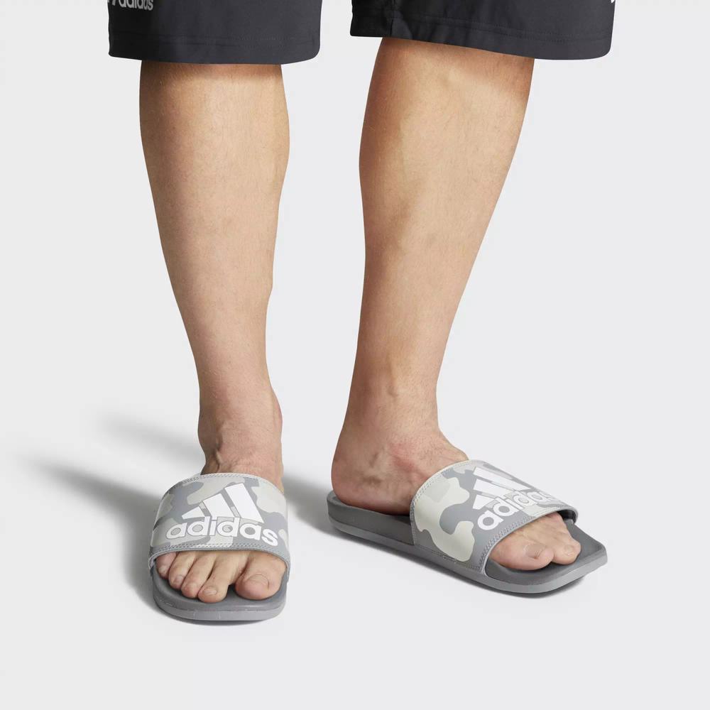 Adidas Adilette Cloudfoam Plus Graphic Chanclas Grises Para Hombre (MX-41654)